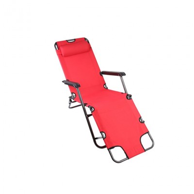 outdoor beach red rest metal steel fabric fold up lounge chairs